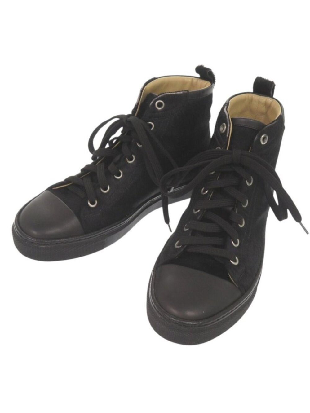 Hermes Jimi Calf Hair Black High-Top Sneakers 35.5